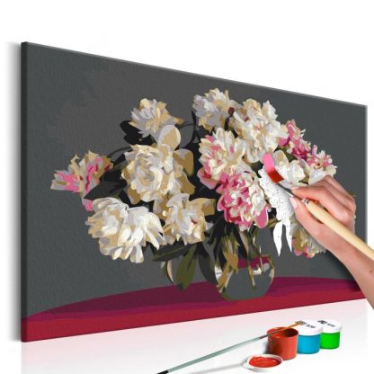 Peinture par Numéro | Tableau à Peindre Soi-Même "Fleurs Blanches dans un Vase" 40x60cm Décoration Murale Multicolore