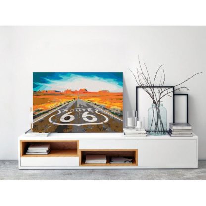 Peinture par Numéro | Tableau à Peindre Soi-Même "Route 66" 40x60cm Décoration Murale Multicolore