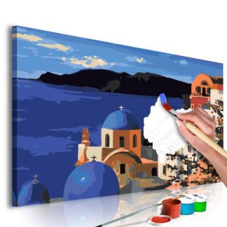 Peinture par Numéro | Tableau à Peindre Soi-Même "Santorini" 40x60cm Décoration Murale Multicolore