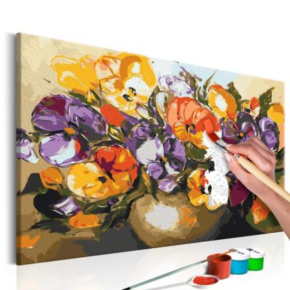 Peinture par Numéro | Tableau à Peindre Soi-Même "Violas dans un Vase" 40x60cm Décoration Murale Multicolore