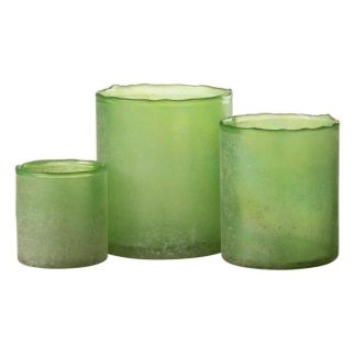 Photophore | Lot de 3 Photophores en Verre "Ruby" 15cm Vert Bougies & Senteurs Photophore