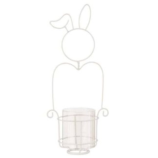 Photophore | Photophore Déco en Métal "Lapin" 41cm Blanc Bougies & Senteurs Blanc