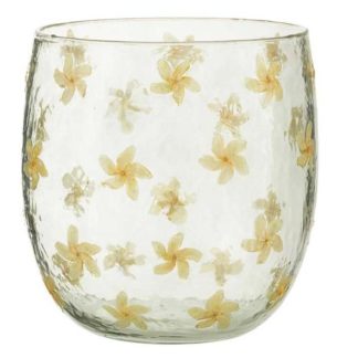 Photophore | Photophore Design en Verre "Fleurs" 20cm Jaune Bougies & Senteurs Jaune