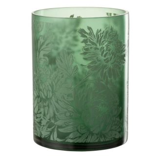 Photophore | Photophore Design en Verre "Flora" 24cm Vert Bougies & Senteurs Photophore