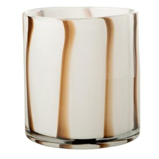 Photophore | Photophore Design en Verre "Safaria" 18cm Blanc Bougies & Senteurs Blanc & Marron