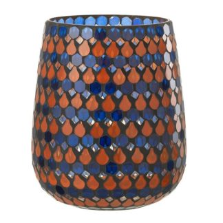 Photophore | Photophore Design Goutte "African Desire" 21cm Orange & Bleu Bougies & Senteurs Orange & Bleu