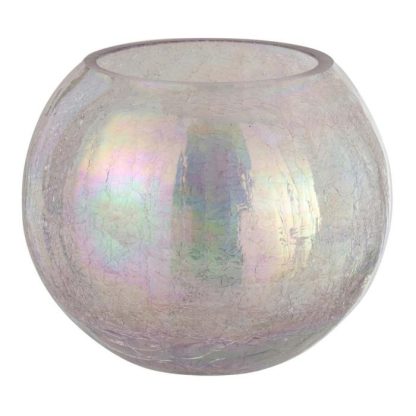 Photophore | Photophore en Verre "Boule Craquelée" 20cm Mauve Bougies & Senteurs Mauve