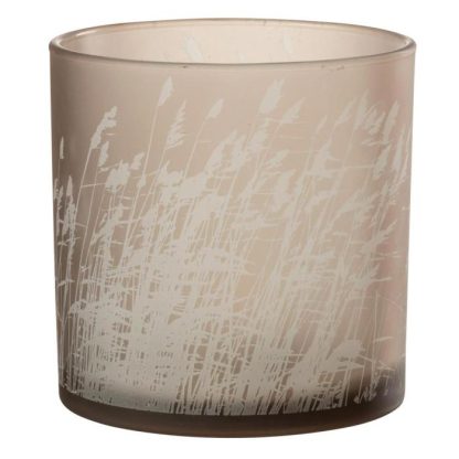 Photophore | Photophore en Verre Design "Herbe" 15cm Beige Bougies & Senteurs Beige