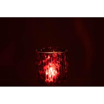 Photophore | Photophore en Verre Tacheté "Preston" 15cm Rouge Bougies & Senteurs Photophore