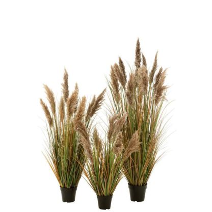 Plante Artificielle | Herbe de Pampas Artificielle en Pot "13 Têtes" 150cm Vert & Beige Plante Artificielle Plante Artificielle