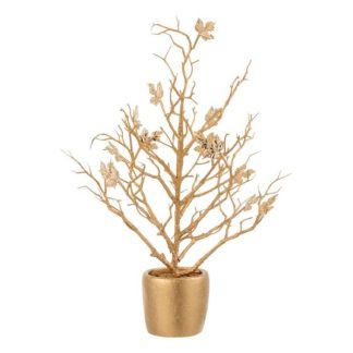 Plante Artificielle | Plante Artificielle "Arbre & Feuilles" 44cm Or Plante Artificielle Noir & Or