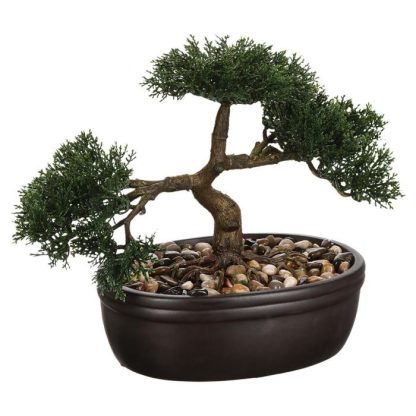 Plante Artificielle | Plante Artificielle en Pot "Bonsai" 23cm Vert Plante Artificielle Plante Artificielle