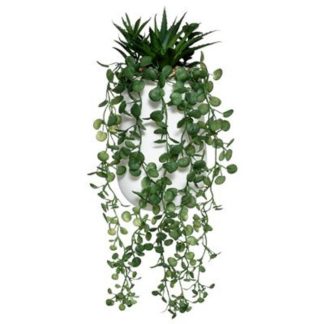 Plante Artificielle | Plante Artificielle en Pot "Compo" 33cm Blanc & Vert Plante Artificielle Blanc & Vert