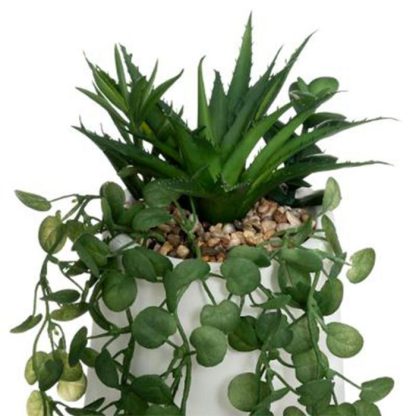 Plante Artificielle | Plante Artificielle en Pot "Compo" 33cm Blanc & Vert Plante Artificielle Blanc & Vert