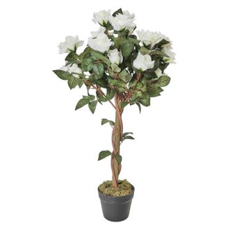 Plante Artificielle | Plante Artificielle en Pot "Rosier" 90cm Vert & Blanc Plante Artificielle Plante Artificielle