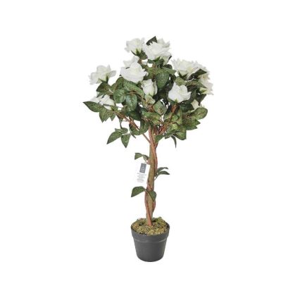 Plante Artificielle | Plante Artificielle en Pot "Rosier" 90cm Vert & Blanc Plante Artificielle Plante Artificielle