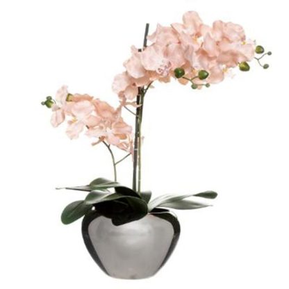 Plante Artificielle | Plante Artificielle Pot Argent "Orchidée" 56cm Rose Plante Artificielle Plante Artificielle