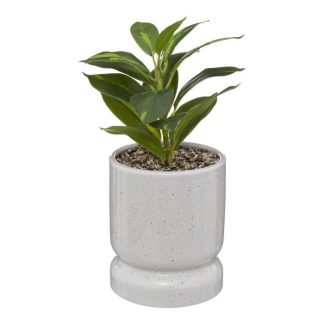 Plante Artificielle | Plante Artificielle & Pot "Réactive" 30cm Blanc & Vert Plante Artificielle Blanc & Vert