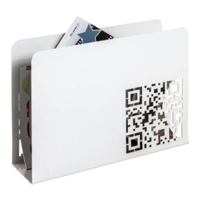 Porte-Revues & Porte-Lettres | Porte-Revues en Métal "QR Code" 35cm Blanc Boîtes & Rangements Blanc