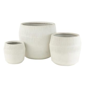 Pot & Cache-Pot | Lot de 3 Cache-Pots en Argile "Abel" 55cm Blanc Pot & Cache-Pot Blanc