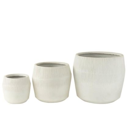 Pot & Cache-Pot | Lot de 3 Cache-Pots en Argile "Abel" 55cm Blanc Pot & Cache-Pot Blanc