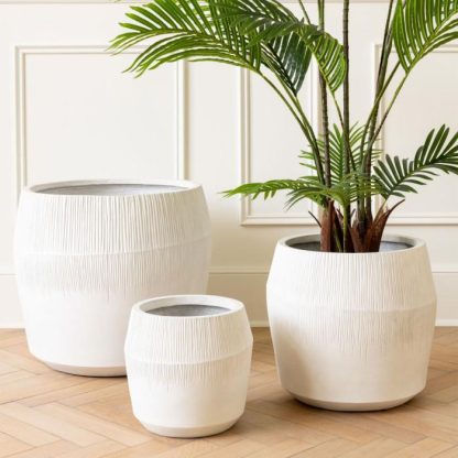 Pot & Cache-Pot | Lot de 3 Cache-Pots en Argile "Abel" 55cm Blanc Pot & Cache-Pot Blanc