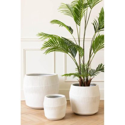 Pot & Cache-Pot | Lot de 3 Cache-Pots en Argile "Abel" 55cm Blanc Pot & Cache-Pot Blanc