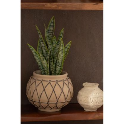 Pot & Cache-Pot | Cache-Pot en Ciment "Berbere" 20cm Beige Pot & Cache-Pot Beige