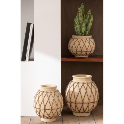 Pot & Cache-Pot | Cache-Pot en Ciment "Berbere" 20cm Beige Pot & Cache-Pot Beige