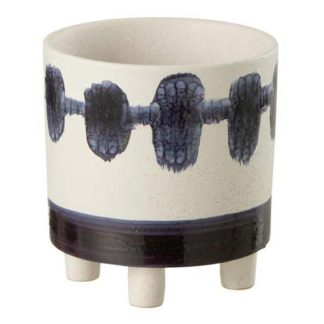 Pot & Cache-Pot | Cache-Pot Design "Brush" 16cm Blanc & Bleu Pot & Cache-Pot Blanc & Bleu