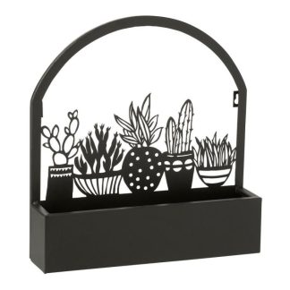 Pot & Cache-Pot | Jardinière Murale en Métal "Cactus" 39cm Noir Pot & Cache-Pot Noir