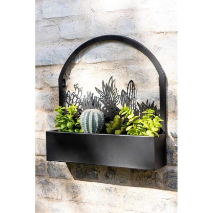 Pot & Cache-Pot | Jardinière Murale en Métal "Cactus" 39cm Noir Pot & Cache-Pot Noir