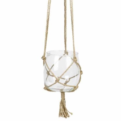 Pot & Cache-Pot | Boule en Verre Suspendue "Chanvre" 15cm Transparent & Naturel Pot & Cache-Pot Pot & Cache-Pot