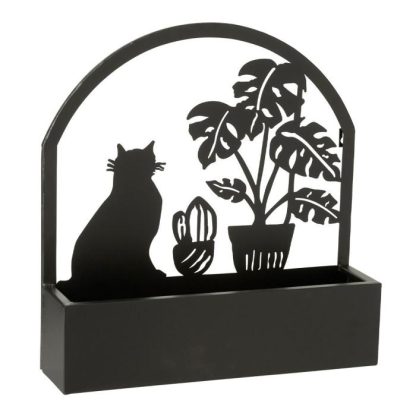 Pot & Cache-Pot | Jardinière Murale en Métal "Chat" 50cm Noir Pot & Cache-Pot Noir