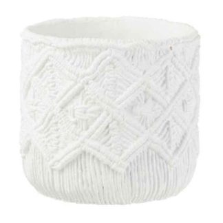 Pot & Cache-Pot | Cache-Pot Déco en Ciment "Damier" 20cm Blanc Pot & Cache-Pot Blanc