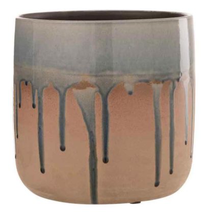 Pot & Cache-Pot | Cache-Pot en Céramique "Droplet" 22cm Beige Pot & Cache-Pot Beige & Gris