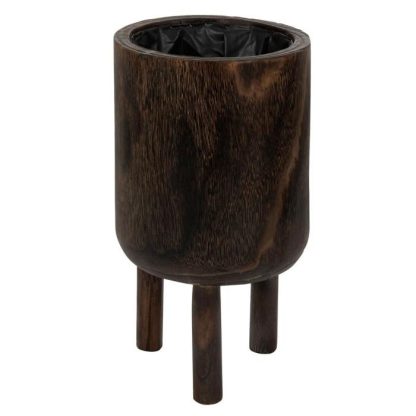 Pot & Cache-Pot | Cache-Pot sur Pied en Bois "Froto" 34cm Marron Pot & Cache-Pot Marron