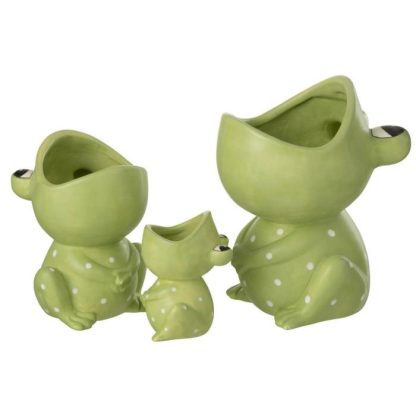 Pot & Cache-Pot | Cache-Pot Déco en Dolomite "Grenouille" 21cm Vert Pot & Cache-Pot Pot & Cache-Pot