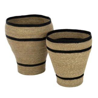 Pot & Cache-Pot | Lot de 2 Cache-Pots Paniers Lignes "Herbes Marines" 45cm Naturel Pot & Cache-Pot Naturel