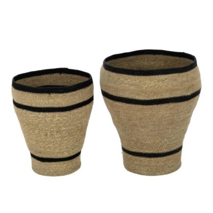 Pot & Cache-Pot | Lot de 2 Cache-Pots Paniers Lignes "Herbes Marines" 45cm Naturel Pot & Cache-Pot Naturel