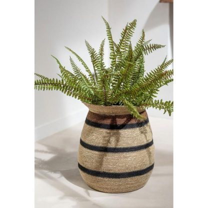 Pot & Cache-Pot | Lot de 3 Cache-Pots Paniers Rayures "Herbes Marines" 58cm Marron Pot & Cache-Pot Marron & Noir