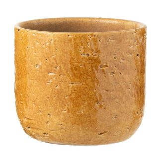 Pot & Cache-Pot | Cache-Pot en Céramique "Leo" 18cm Ocre Pot & Cache-Pot Ocre