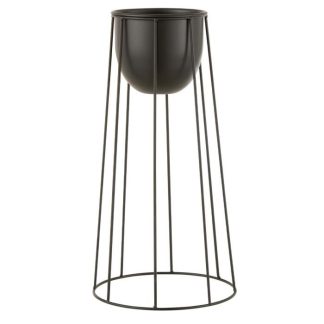 Pot & Cache-Pot | Cache-Pot sur Pied en Métal "Lignes" 45cm Noir Pot & Cache-Pot Noir