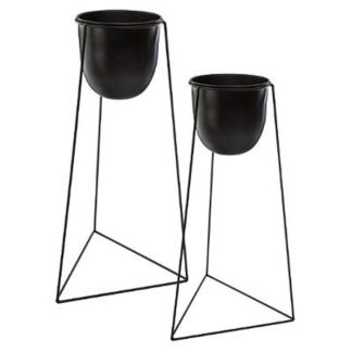 Pot & Cache-Pot | Lot de 2 Cache-Pots sur Pied "Living" 60cm Noir Pot & Cache-Pot Noir