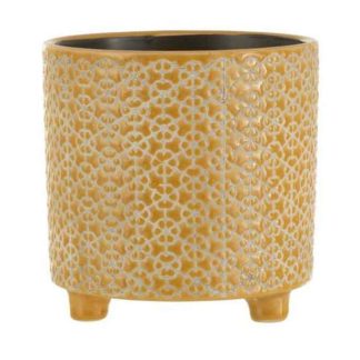 Pot & Cache-Pot | Cache-Pot Déco en Céramique "Minada" 16cm Ocre Pot & Cache-Pot Ocre