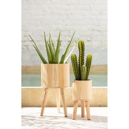 Pot & Cache-Pot | Lot de 3 Cache-Pots en Bois "Paul" 49cm Naturel Pot & Cache-Pot Naturel