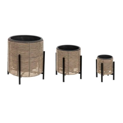 Pot & Cache-Pot | Lot de 3 Cache-Pots Déco Imitation "Rotin" 42cm Beige Pot & Cache-Pot Beige