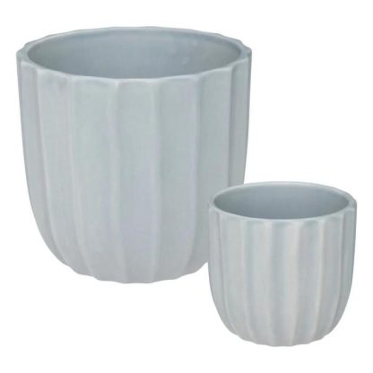 Pot & Cache-Pot | Lot de 2 Cache-Pots Design "Seav" 14cm Bleu Gris Pot & Cache-Pot Bleu Gris