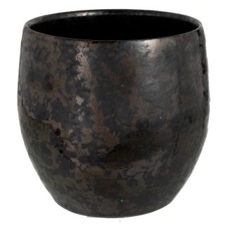 Pot & Cache-Pot | Cache-Pot Vintage Céramique "Smokey" 23cm Noir Pot & Cache-Pot Noir