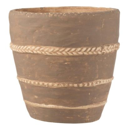 Pot & Cache-Pot | Cache-Pot en Terre Cuite "Tressé" 24cm Marron Pot & Cache-Pot Marron